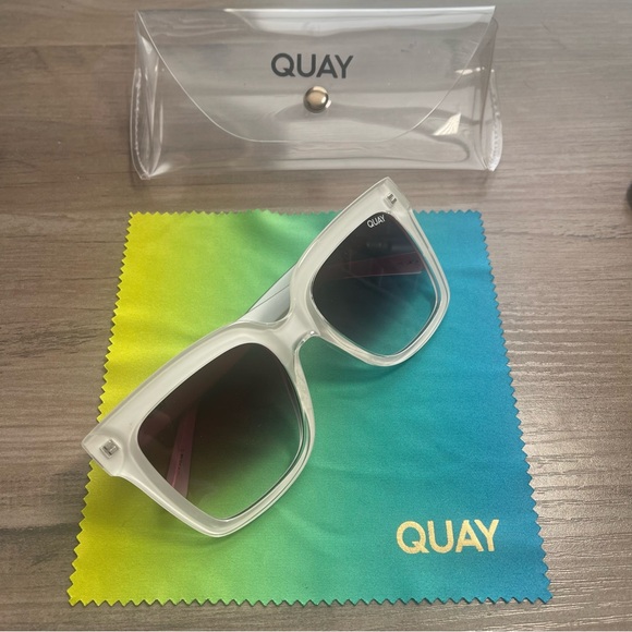 Quay Australia Clear Frame Sunglasses with Purple Lenses - Picture 6 of 7